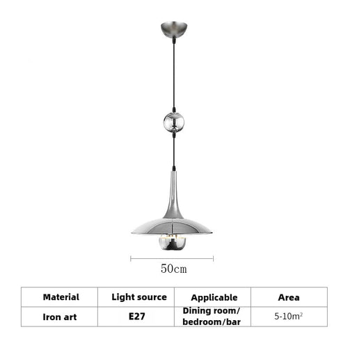 Modern flying saucer pendant light with pulley for bars and restaurants