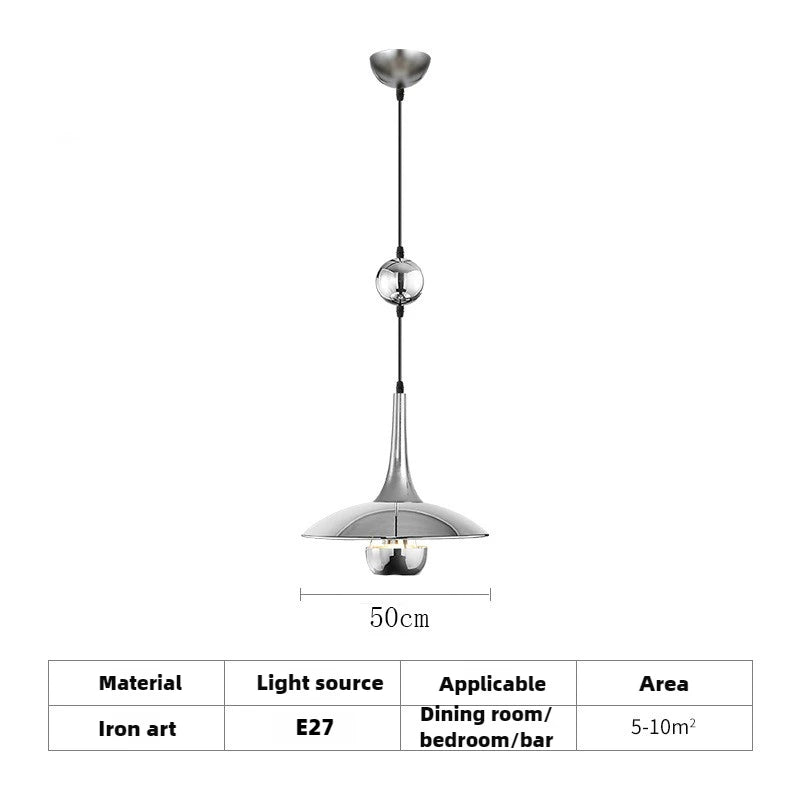 Modern flying saucer pendant light with pulley for bars and restaurants