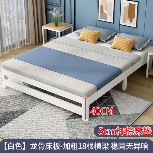 Single tatami bed frame, modern and simple home master bedroom, 1.8-meter double iron bed - vue 25 sur 29