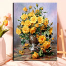 Flower paint by numbers kit to colour on canvas for adults