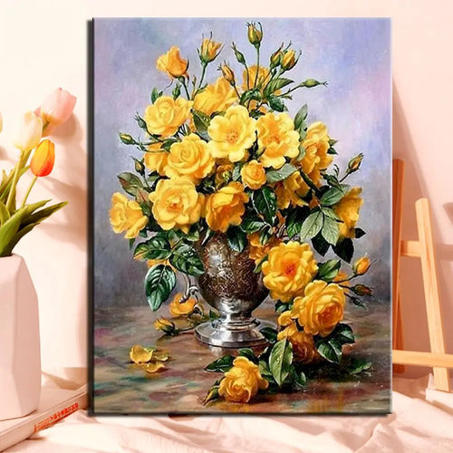 Flower paint by numbers kit for adults artistic decoration - vue 7 sur 7