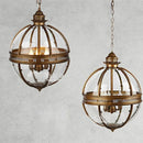 Retro spherical chandelier in iron and glossy glass