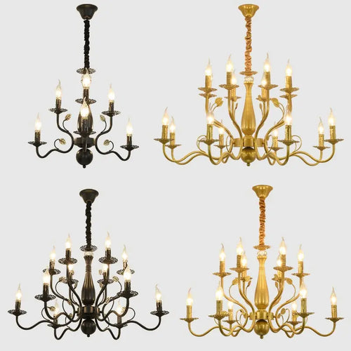 Retro fabric chandelier for country style interior décor - vue 3 sur 18