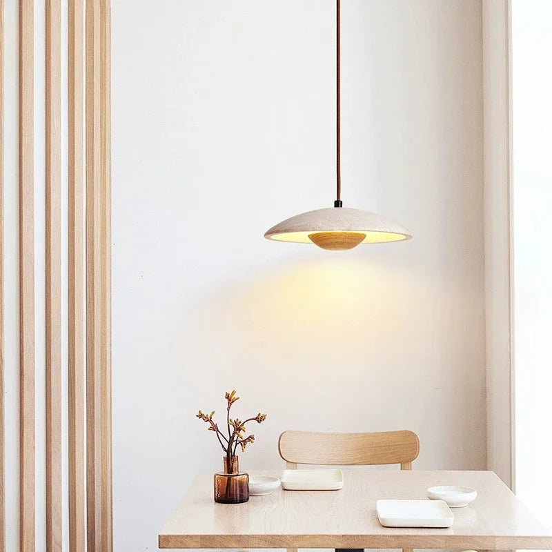 Nordic retro travertine wabi-sabi style LED pendant light - vue 3 sur 7