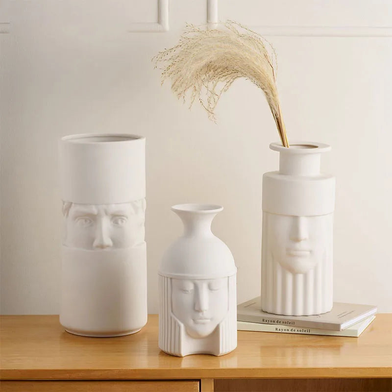 Greek ceramic vase human head for interior decoration