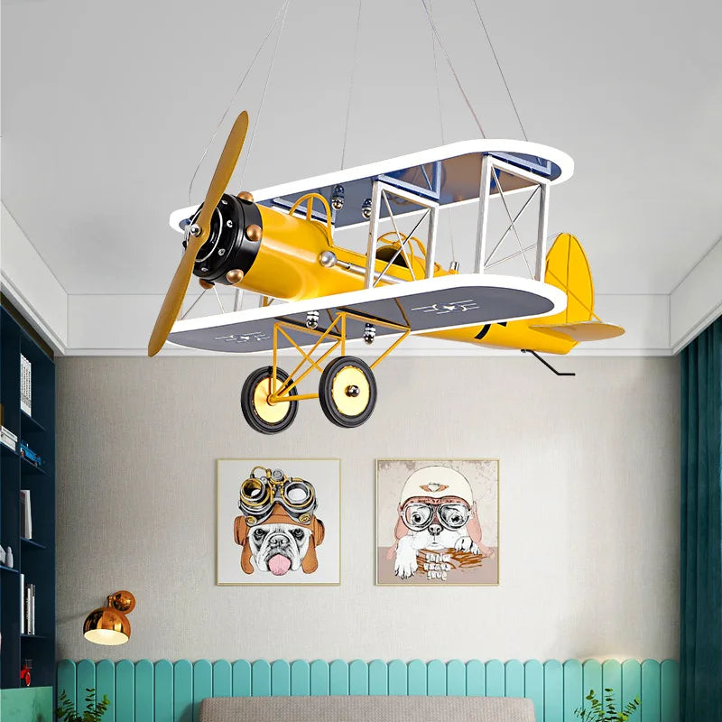 Creative helicopter airplane chandelier for modern children's room