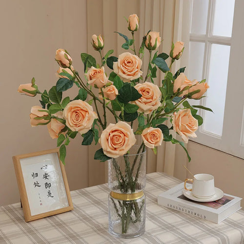 3 artificial rose heads for wedding and bedroom decor - vue 4 sur 10
