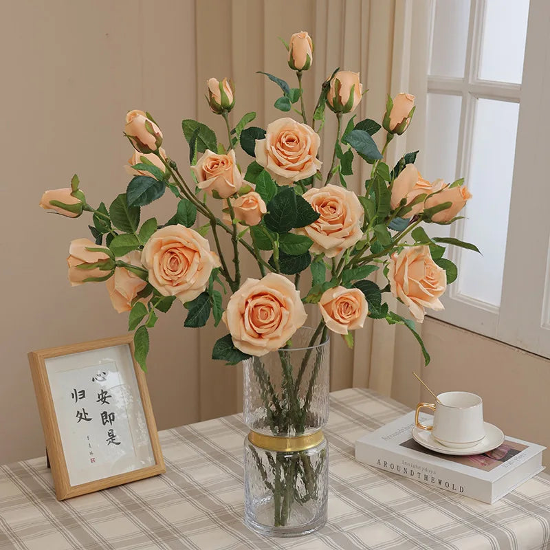 3 artificial rose heads for wedding and bedroom decor - vue 3 sur 10