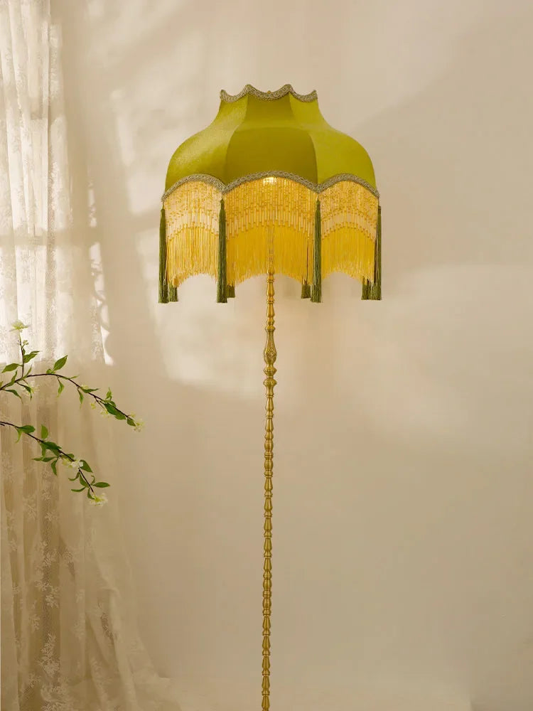 Vintage floor lamp with tassels decorative French design
