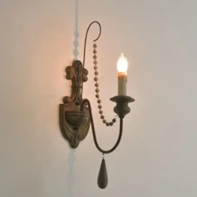 Decorative retro wooden wall light in American country style - vue 10 sur 10