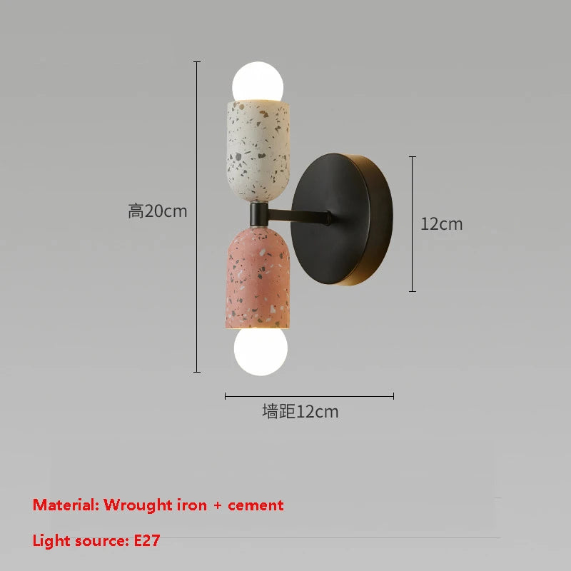 Japanese cement double head LED wall light