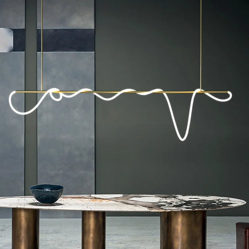 Modern long LED tube chandelier for bar