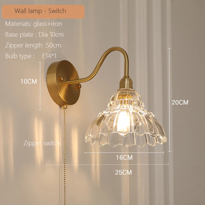 Minimalist Japanese style brass and glass LED pendant light Nordic luxury