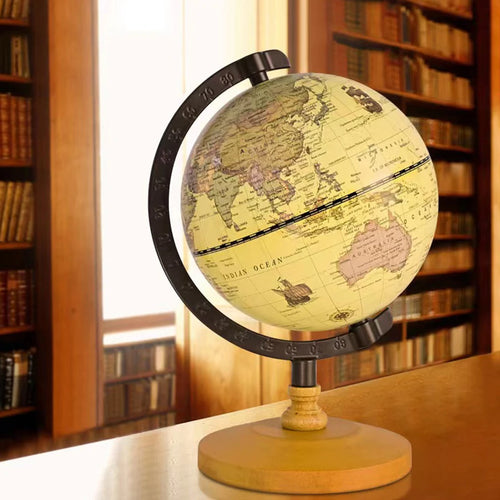 vintage wooden world globe with stand for students