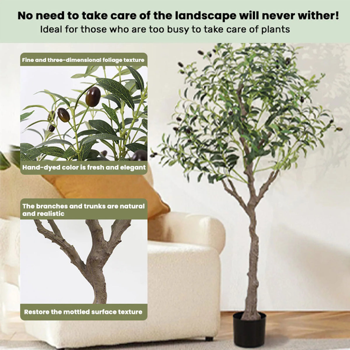 Realistic Artificial Olive Tree, Lifelike Faux Olive Plant for Home, Office, Garden Decor