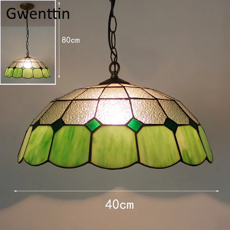 Tiffany style stained glass pendant light for interior decor - vue 16 sur 26