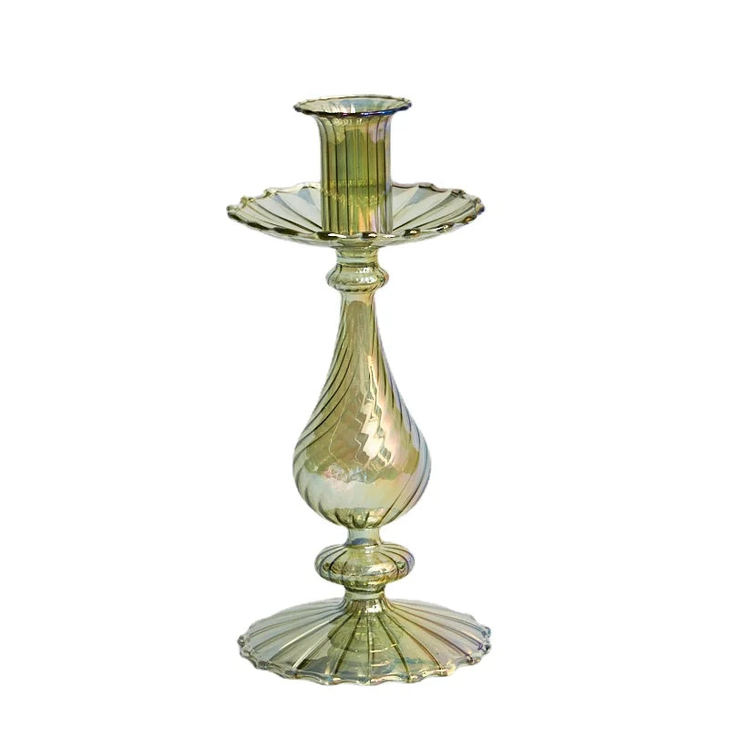 Retro glass taper candle holders for elegant decor - vue 21 sur 32