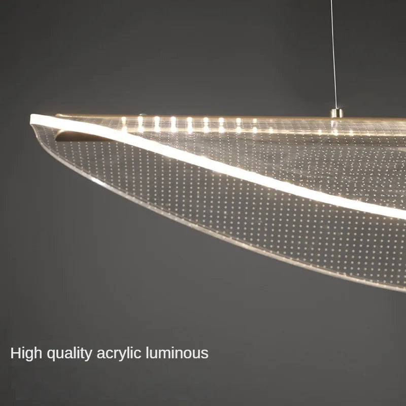 Modern designer iron and acrylic pendant light for a luxury atmosphere - vue 5 sur 8