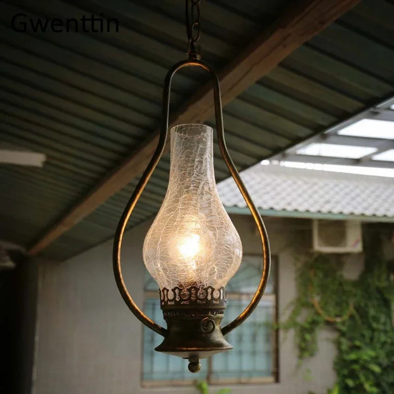 Retro kerosene pendant light for industrial interior decor