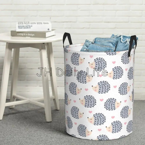 cute hedgehog laundry basket foldable and waterproof for storage - vue 8 sur 8