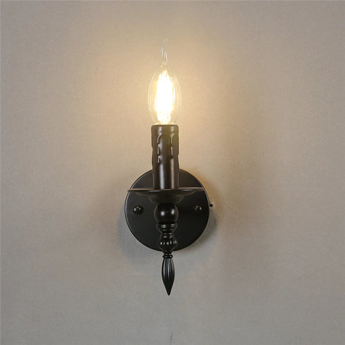 Vintage black iron LED retro wall light - vue 5 sur 12