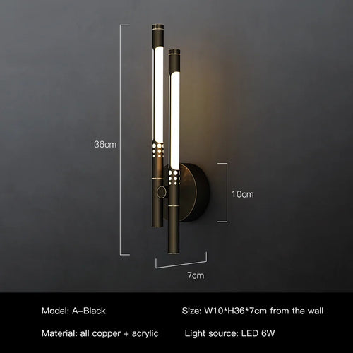 Modern copper design LED wall light for decorative interiors - vue 12 sur 12