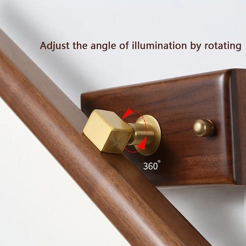 Scandinavian black walnut mirror LED wall lamp - vue 7 sur 8