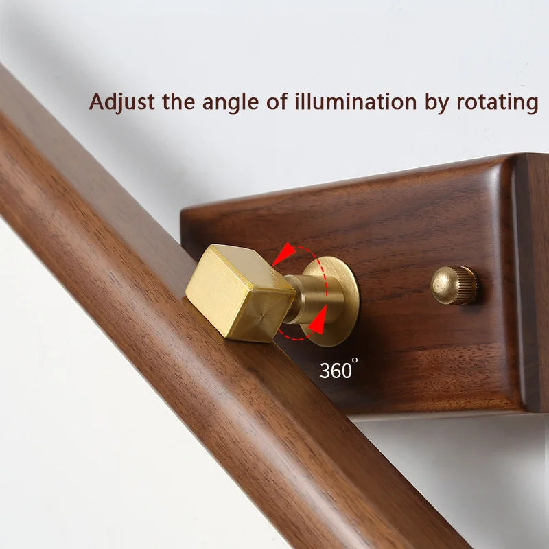 Scandinavian black walnut mirror LED wall lamp - vue 6 sur 8