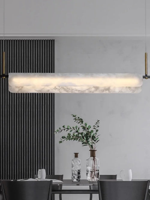 Modern designer chandelier in pure natural marble and copper - vue 5 sur 11