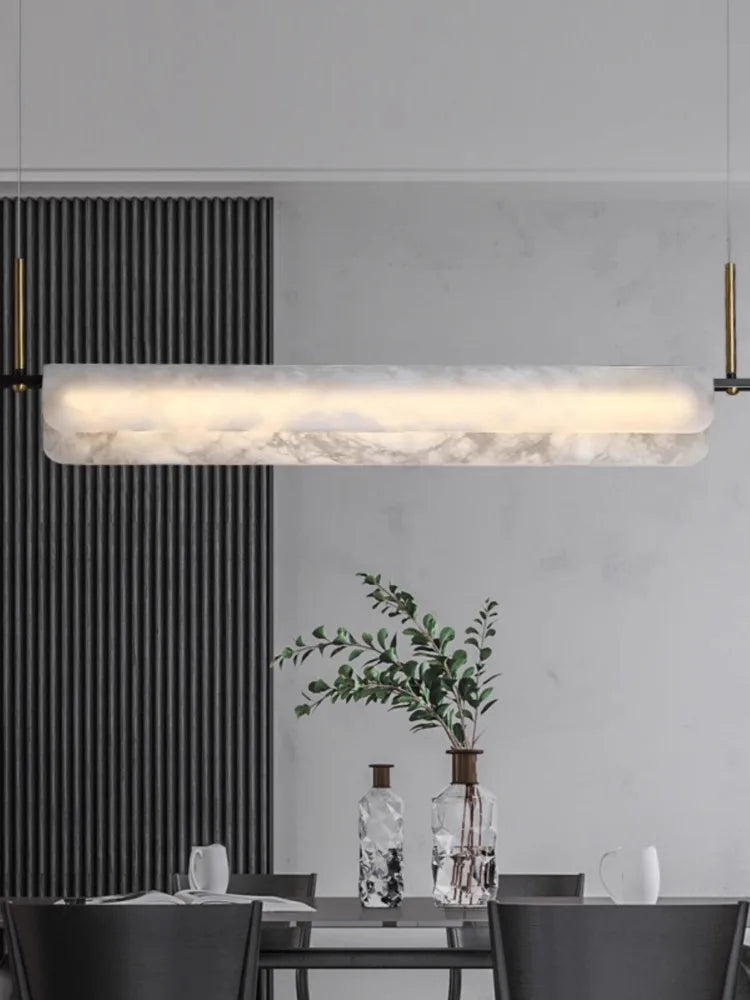 Modern designer chandelier in pure natural marble and copper - vue 4 sur 11