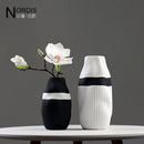 decorative striped ceramic vase for dried flowers