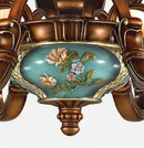 Vintage European glass and resin chandelier with sculpted flowers