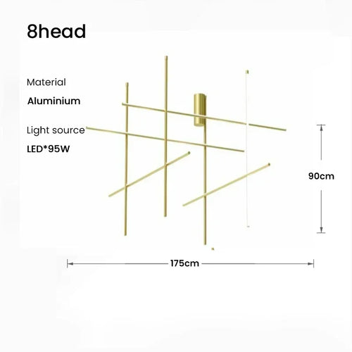 Italian designer tubular LED pendant chandelier - vue 12 sur 15