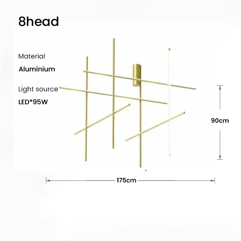 Italian designer tubular LED pendant chandelier - vue 12 sur 15