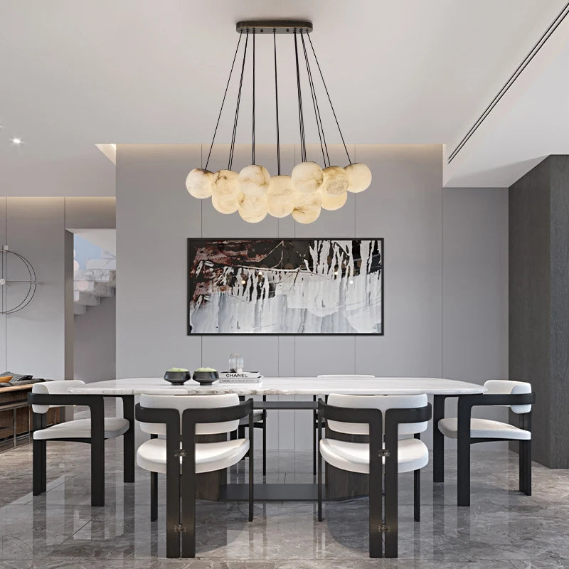 Marble chandelier from the Pingpong World collection elegant pendant lighting - vue 6 sur 17