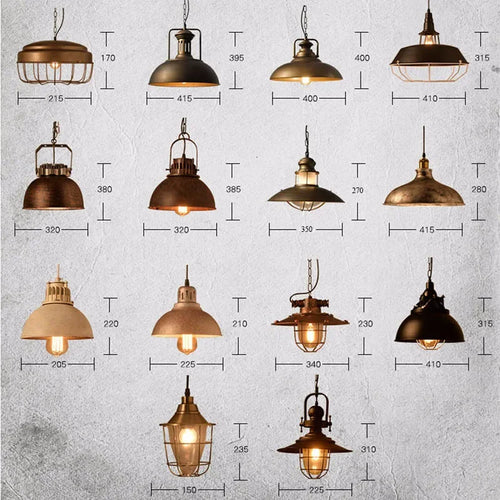 Industrial retro pendant light vintage with LED E27 bulb for bedroom dining kitchen bar - vue 8 sur 23