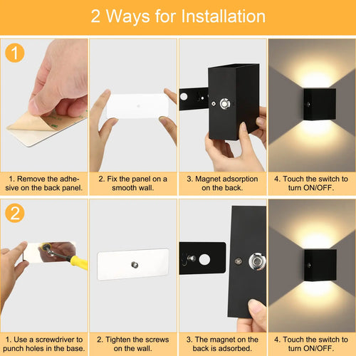 Rechargeable cordless led wall light with motion sensor and USB - vue 6 sur 10