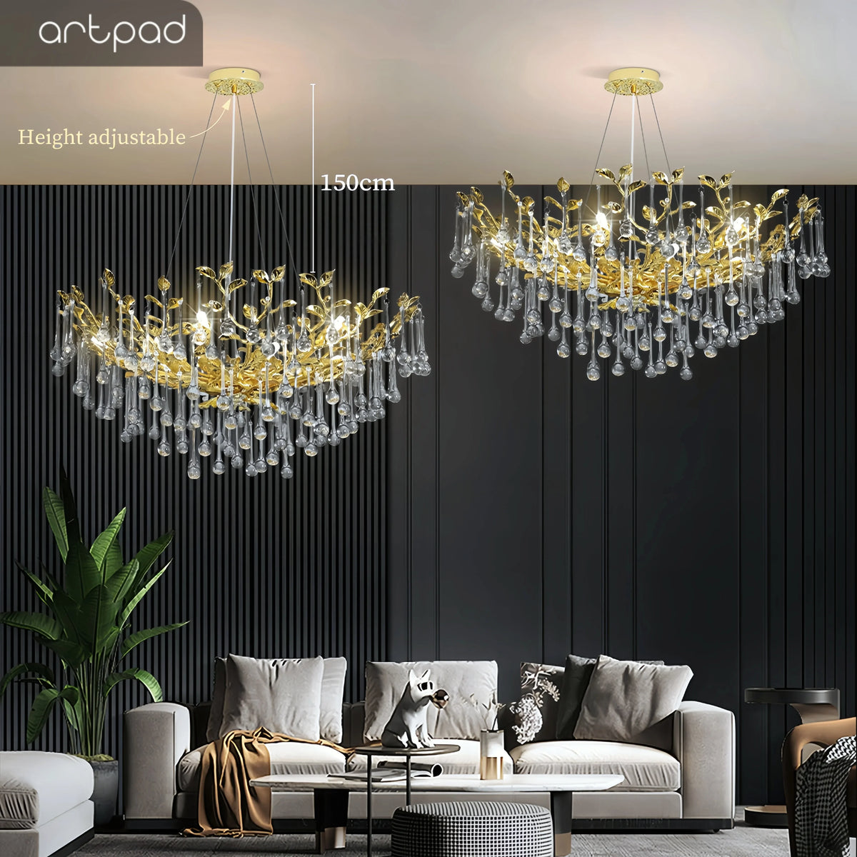Vintage crystal chandelier with elegant Artpad design for modern interiors