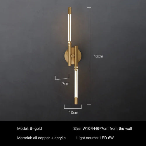 Modern copper design LED wall light for decorative interiors