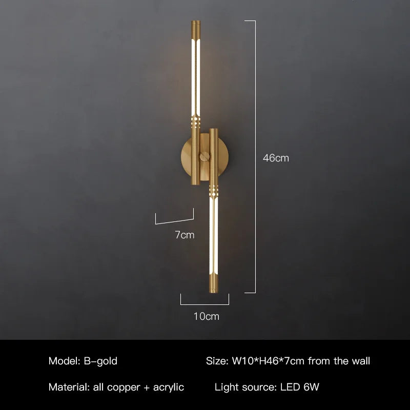 Modern copper design LED wall light for decorative interiors