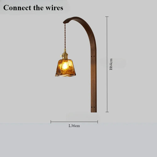 Modern walnut wood lamp with decorative LED light - vue 18 sur 21