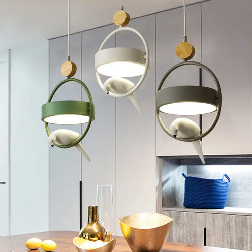 Modern wooden pendant with decorative LED indoor lighting - vue 2 sur 8