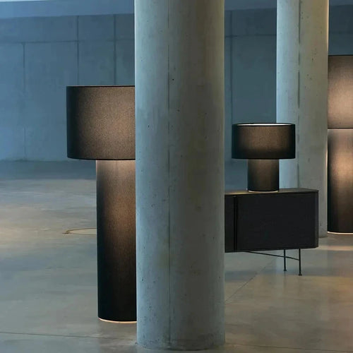 tubular fabric LED floor lamp for modern lighting - vue 5 sur 14