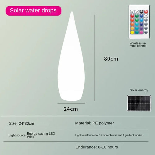 Waterproof solar garden floor lamp with water drop shape - vue 14 sur 14