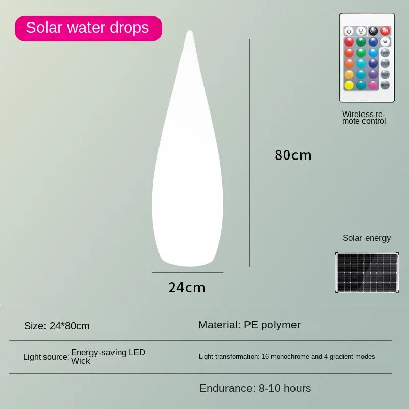 Waterproof solar garden floor lamp with water drop shape - vue 13 sur 14