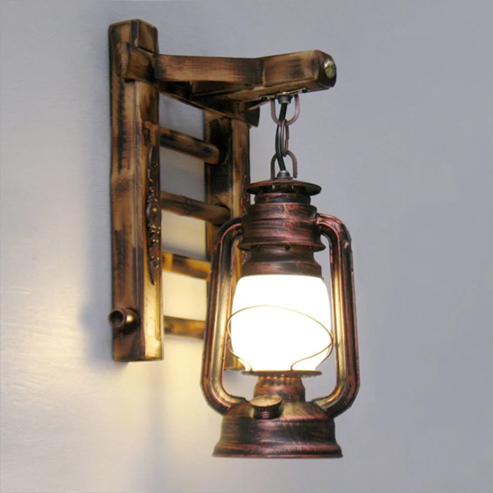 American industrial vintage retro loft wooden wall lamp for cafe, bar, restaurant decor