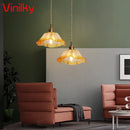 Minimalist nordic pendant light japanese style brass glass flower lamp