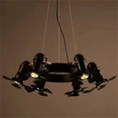 Vintage industrial chandelier with 6 heads for commercial spaces