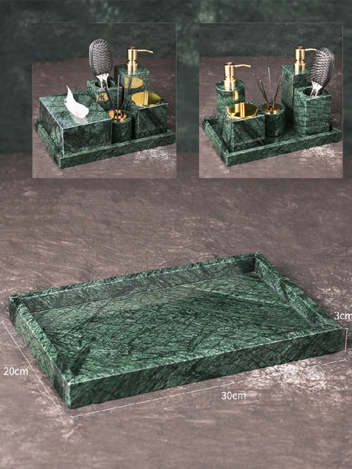 organized marble bathroom accessory set - vue 21 sur 21