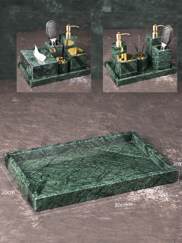 organized marble bathroom accessory set - vue 20 sur 21
